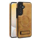 For Samsung Galaxy S24+ 5G Multi-function Holder MagSafe PU Phone Case(Brown) - 2