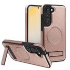 For Samsung Galaxy S23+ 5G Multi-function Holder MagSafe PU Phone Case(Rose Gold) - 1