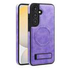 For Samsung Galaxy S23+ 5G Multi-function Holder MagSafe PU Phone Case(Light Purple) - 2
