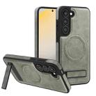 For Samsung Galaxy S23+ 5G Multi-function Holder MagSafe PU Phone Case(Titanium Gray) - 1