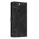 For iPhone 16 Pro Max Mandala Embossed Retro Frosted Leather Phone Case(Black) - 3