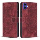For iPhone 16 Mandala Embossed Retro Frosted Leather Phone Case(Red) - 1
