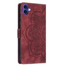 For iPhone 16 Mandala Embossed Retro Frosted Leather Phone Case(Red) - 3