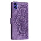 For iPhone 16 Mandala Embossed Retro Frosted Leather Phone Case(Purple) - 3