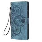 For iPhone 15 Pro Max Mandala Embossed Retro Frosted Leather Phone Case(Blue) - 2
