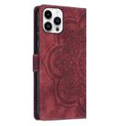 For iPhone 14 Pro Max Mandala Embossed Retro Frosted Leather Phone Case(Red) - 3