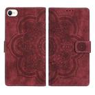 For iPhone 7 / 8 / SE 2022 Mandala Embossed Retro Frosted Leather Phone Case(Red) - 1