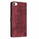 For iPhone 7 / 8 / SE 2022 Mandala Embossed Retro Frosted Leather Phone Case(Red) - 3