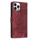 For iPhone 13 Pro Max Mandala Embossed Retro Frosted Leather Phone Case(Red) - 3