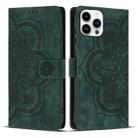 For iPhone 13 Pro Max Mandala Embossed Retro Frosted Leather Phone Case(Green) - 1