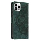 For iPhone 13 Pro Max Mandala Embossed Retro Frosted Leather Phone Case(Green) - 3