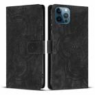 For iPhone 12 / 12 Pro Mandala Embossed Retro Frosted Leather Phone Case(Black) - 1