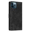 For iPhone 12 / 12 Pro Mandala Embossed Retro Frosted Leather Phone Case(Black) - 3