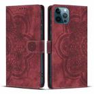 For iPhone 12 Pro Max Mandala Embossed Retro Frosted Leather Phone Case(Red) - 1