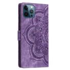 For iPhone 12 Pro Max Mandala Embossed Retro Frosted Leather Phone Case(Purple) - 3
