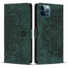 For iPhone 12 Pro Max Mandala Embossed Retro Frosted Leather Phone Case(Green) - 1