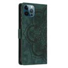 For iPhone 12 Pro Max Mandala Embossed Retro Frosted Leather Phone Case(Green) - 3