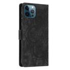 For iPhone 12 Pro Max Mandala Embossed Retro Frosted Leather Phone Case(Black) - 3