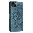 For iPhone 12 mini / 13 mini Mandala Embossed Retro Frosted Leather Phone Case(Blue) - 3