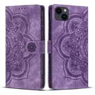 For iPhone 12 mini / 13 mini Mandala Embossed Retro Frosted Leather Phone Case(Purple) - 1