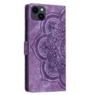 For iPhone 12 mini / 13 mini Mandala Embossed Retro Frosted Leather Phone Case(Purple) - 3