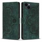 For iPhone 12 mini / 13 mini Mandala Embossed Retro Frosted Leather Phone Case(Green) - 1