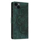 For iPhone 12 mini / 13 mini Mandala Embossed Retro Frosted Leather Phone Case(Green) - 3