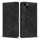 For iPhone 12 mini / 13 mini Mandala Embossed Retro Frosted Leather Phone Case(Black) - 1