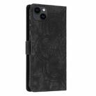 For iPhone 12 mini / 13 mini Mandala Embossed Retro Frosted Leather Phone Case(Black) - 3
