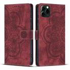 For iPhone 11 Pro Max Mandala Embossed Retro Frosted Leather Phone Case(Red) - 1