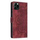 For iPhone 11 Pro Max Mandala Embossed Retro Frosted Leather Phone Case(Red) - 3