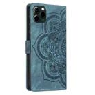 For iPhone 11 Pro Max Mandala Embossed Retro Frosted Leather Phone Case(Blue) - 3