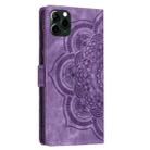 For iPhone 11 Pro Max Mandala Embossed Retro Frosted Leather Phone Case(Purple) - 3