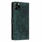 For iPhone 11 Pro Max Mandala Embossed Retro Frosted Leather Phone Case(Green) - 3