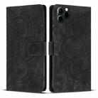 For iPhone 11 Pro Max Mandala Embossed Retro Frosted Leather Phone Case(Black) - 1