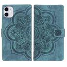 For iPhone 11 Mandala Embossed Retro Frosted Leather Phone Case(Blue) - 1