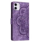 For iPhone 11 Mandala Embossed Retro Frosted Leather Phone Case(Purple) - 3