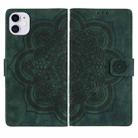 For iPhone 11 Mandala Embossed Retro Frosted Leather Phone Case(Green) - 1