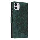 For iPhone 11 Mandala Embossed Retro Frosted Leather Phone Case(Green) - 3