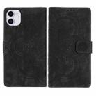 For iPhone 11 Mandala Embossed Retro Frosted Leather Phone Case(Black) - 1