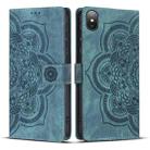 For iPhone X / XS Mandala Embossed Retro Frosted Leather Phone Case(Blue) - 1