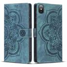 For iPhone XS Max Mandala Embossed Retro Frosted Leather Phone Case(Blue) - 1