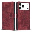 For iPhone 17 Pro Mandala Embossed Retro Frosted Leather Phone Case(Red) - 1