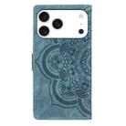 For iPhone 17 Pro Mandala Embossed Retro Frosted Leather Phone Case(Blue) - 3