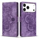 For iPhone 17 Pro Mandala Embossed Retro Frosted Leather Phone Case(Purple) - 1