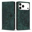 For iPhone 17 Pro Mandala Embossed Retro Frosted Leather Phone Case(Green) - 1