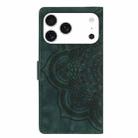 For iPhone 17 Pro Mandala Embossed Retro Frosted Leather Phone Case(Green) - 3