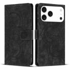 For iPhone 17 Pro Mandala Embossed Retro Frosted Leather Phone Case(Black) - 1