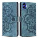 For iPhone 17 Mandala Embossed Retro Frosted Leather Phone Case(Blue) - 1