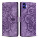For iPhone 17 Mandala Embossed Retro Frosted Leather Phone Case(Purple) - 1